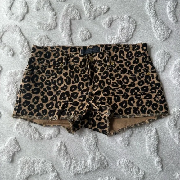 Juicy Couture Leopard Print Jean Shorts - Black and Tan - Picture 1 of 6